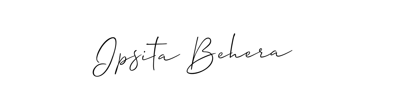 Create a beautiful signature design for name Ipsita Behera. With this signature (Allison_Script) fonts, you can make a handwritten signature for free. Ipsita Behera signature style 2 images and pictures png