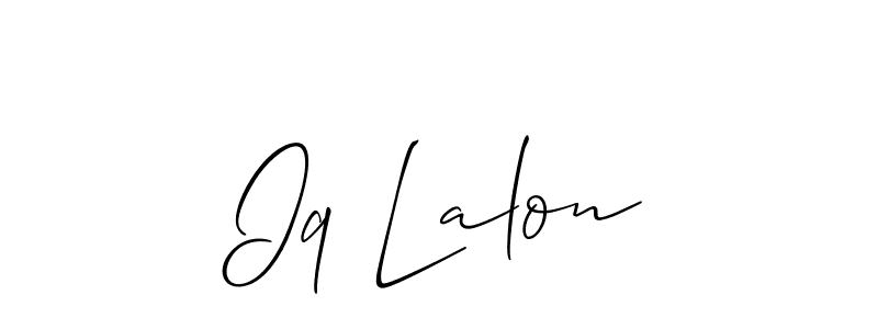 The best way (Allison_Script) to make a short signature is to pick only two or three words in your name. The name Iq Lalon include a total of six letters. For converting this name. Iq Lalon signature style 2 images and pictures png