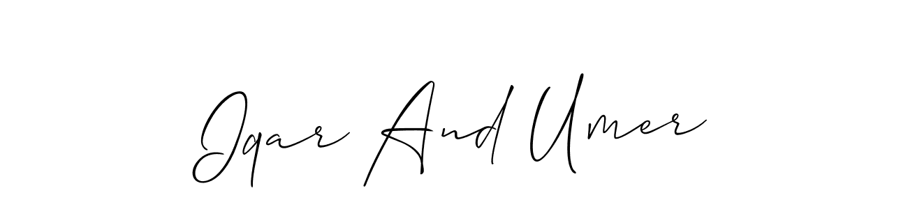 How to make Iqar And Umer signature? Allison_Script is a professional autograph style. Create handwritten signature for Iqar And Umer name. Iqar And Umer signature style 2 images and pictures png