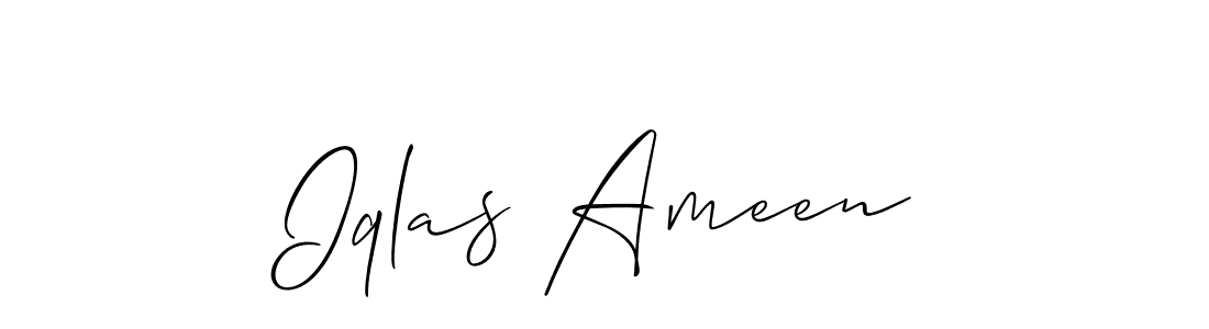 if you are searching for the best signature style for your name Iqlas Ameen. so please give up your signature search. here we have designed multiple signature styles  using Allison_Script. Iqlas Ameen signature style 2 images and pictures png
