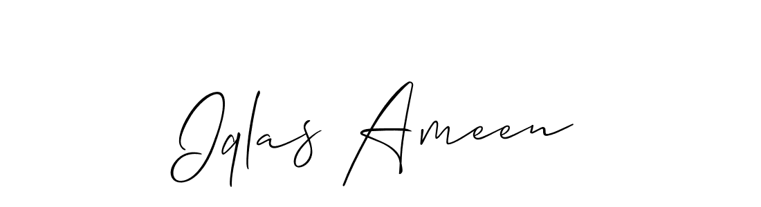 The best way (Allison_Script) to make a short signature is to pick only two or three words in your name. The name Iqlas Ameen include a total of six letters. For converting this name. Iqlas Ameen signature style 2 images and pictures png