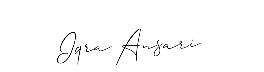 Create a beautiful signature design for name Iqra Ansari. With this signature (Allison_Script) fonts, you can make a handwritten signature for free. Iqra Ansari signature style 2 images and pictures png