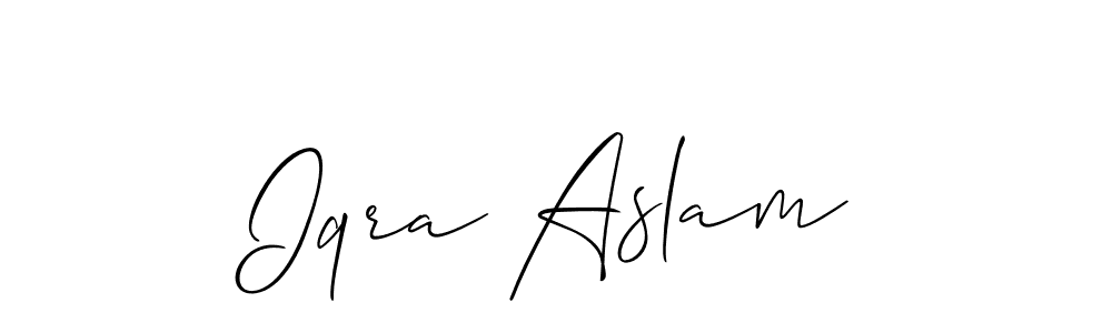 Create a beautiful signature design for name Iqra Aslam. With this signature (Allison_Script) fonts, you can make a handwritten signature for free. Iqra Aslam signature style 2 images and pictures png