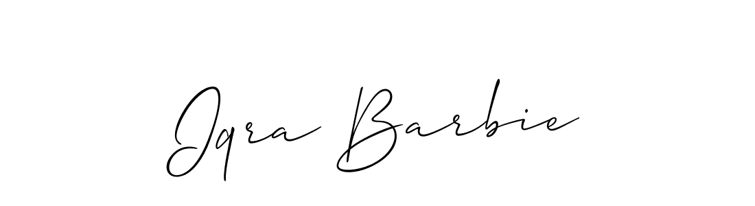 The best way (Allison_Script) to make a short signature is to pick only two or three words in your name. The name Iqra Barbie include a total of six letters. For converting this name. Iqra Barbie signature style 2 images and pictures png