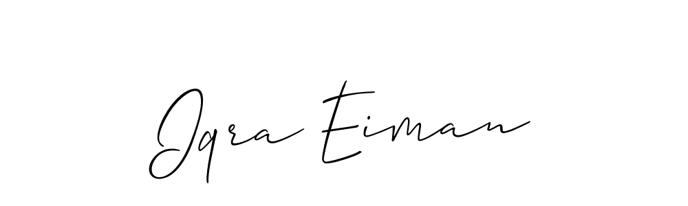 The best way (Allison_Script) to make a short signature is to pick only two or three words in your name. The name Iqra Eiman include a total of six letters. For converting this name. Iqra Eiman signature style 2 images and pictures png