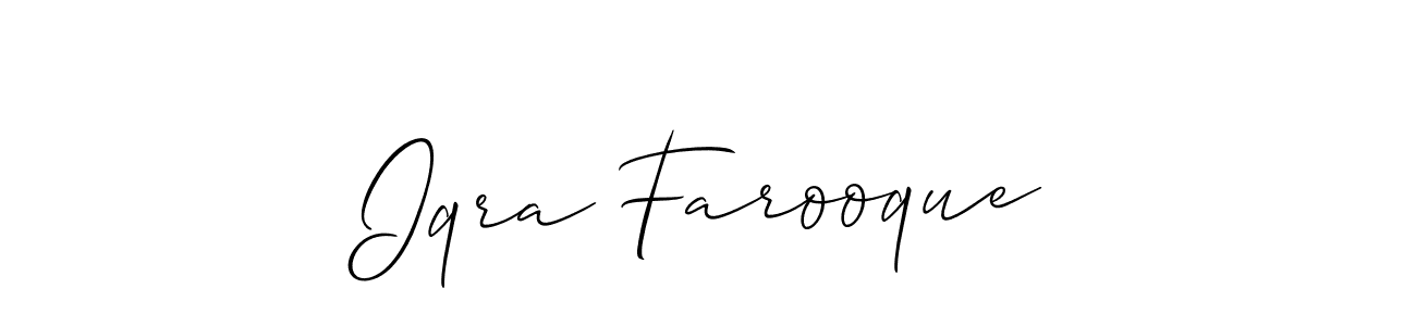 Also You can easily find your signature by using the search form. We will create Iqra Farooque name handwritten signature images for you free of cost using Allison_Script sign style. Iqra Farooque signature style 2 images and pictures png