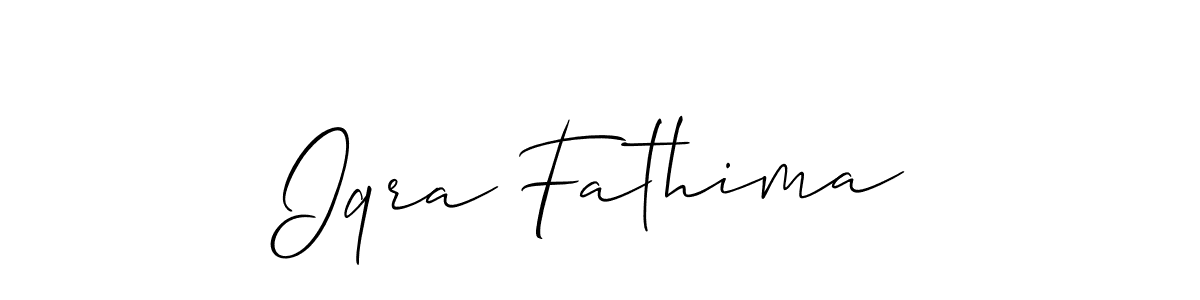 You should practise on your own different ways (Allison_Script) to write your name (Iqra Fathima) in signature. don't let someone else do it for you. Iqra Fathima signature style 2 images and pictures png