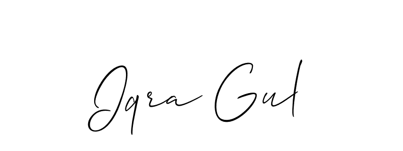 Make a beautiful signature design for name Iqra Gul. With this signature (Allison_Script) style, you can create a handwritten signature for free. Iqra Gul signature style 2 images and pictures png