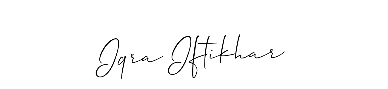 Similarly Allison_Script is the best handwritten signature design. Signature creator online .You can use it as an online autograph creator for name Iqra Iftikhar. Iqra Iftikhar signature style 2 images and pictures png