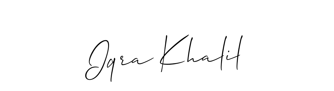 Also we have Iqra Khalil name is the best signature style. Create professional handwritten signature collection using Allison_Script autograph style. Iqra Khalil signature style 2 images and pictures png