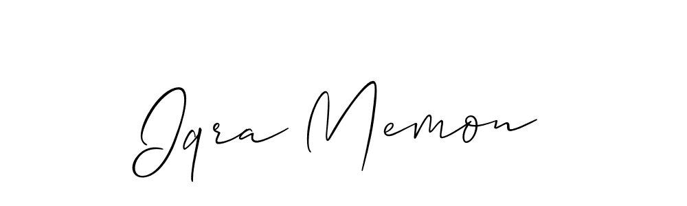 The best way (Allison_Script) to make a short signature is to pick only two or three words in your name. The name Iqra Memon include a total of six letters. For converting this name. Iqra Memon signature style 2 images and pictures png