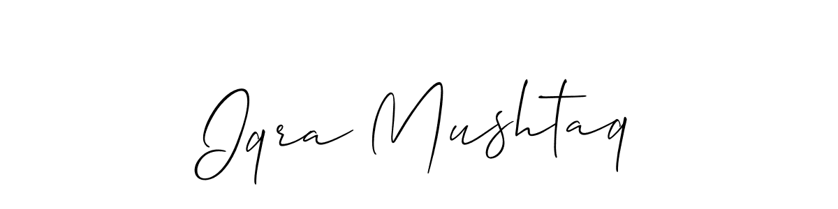 Use a signature maker to create a handwritten signature online. With this signature software, you can design (Allison_Script) your own signature for name Iqra Mushtaq. Iqra Mushtaq signature style 2 images and pictures png