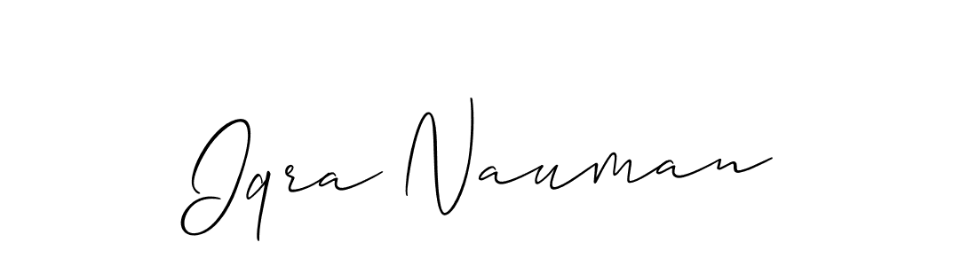 Allison_Script is a professional signature style that is perfect for those who want to add a touch of class to their signature. It is also a great choice for those who want to make their signature more unique. Get Iqra Nauman name to fancy signature for free. Iqra Nauman signature style 2 images and pictures png