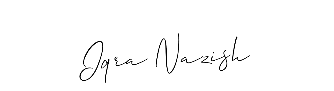 Also You can easily find your signature by using the search form. We will create Iqra Nazish name handwritten signature images for you free of cost using Allison_Script sign style. Iqra Nazish signature style 2 images and pictures png
