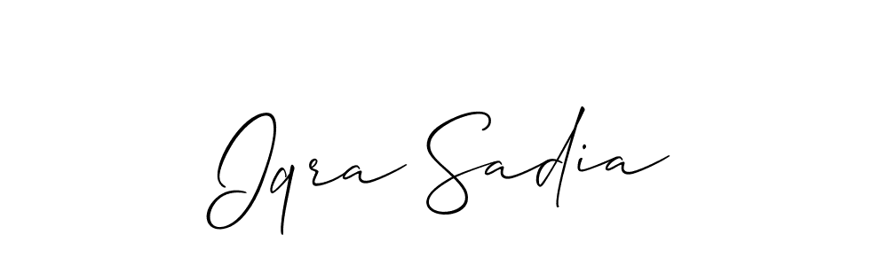 Also You can easily find your signature by using the search form. We will create Iqra Sadia name handwritten signature images for you free of cost using Allison_Script sign style. Iqra Sadia signature style 2 images and pictures png