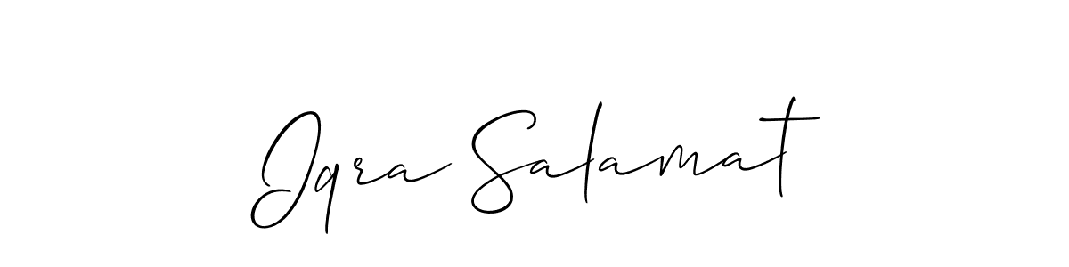 Make a beautiful signature design for name Iqra Salamat. With this signature (Allison_Script) style, you can create a handwritten signature for free. Iqra Salamat signature style 2 images and pictures png