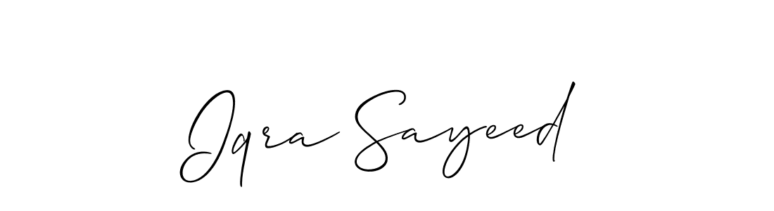 It looks lik you need a new signature style for name Iqra Sayeed. Design unique handwritten (Allison_Script) signature with our free signature maker in just a few clicks. Iqra Sayeed signature style 2 images and pictures png