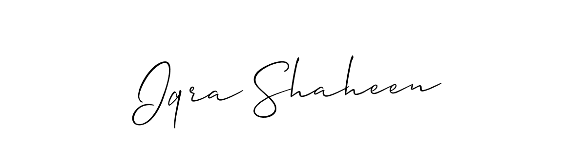 Create a beautiful signature design for name Iqra Shaheen. With this signature (Allison_Script) fonts, you can make a handwritten signature for free. Iqra Shaheen signature style 2 images and pictures png