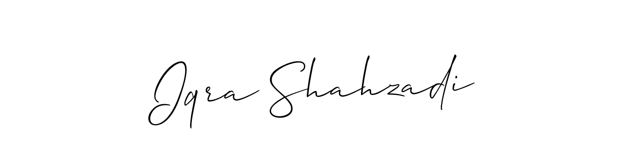 Use a signature maker to create a handwritten signature online. With this signature software, you can design (Allison_Script) your own signature for name Iqra Shahzadi. Iqra Shahzadi signature style 2 images and pictures png