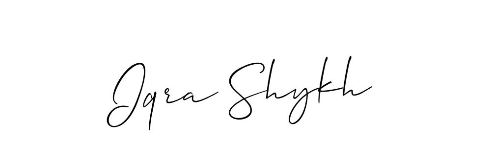 Similarly Allison_Script is the best handwritten signature design. Signature creator online .You can use it as an online autograph creator for name Iqra Shykh. Iqra Shykh signature style 2 images and pictures png