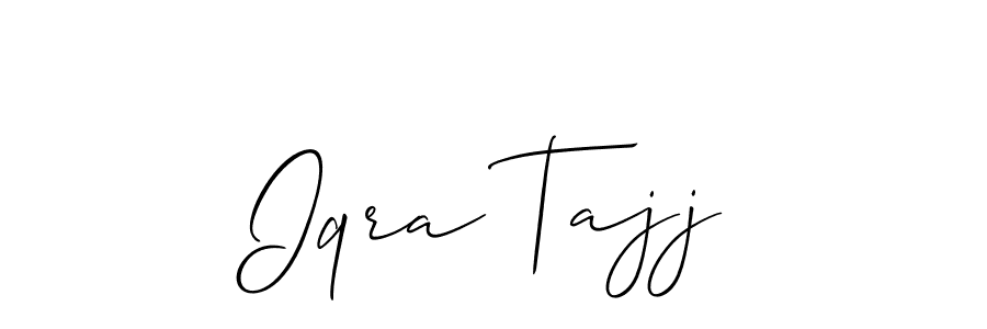 The best way (Allison_Script) to make a short signature is to pick only two or three words in your name. The name Iqra Tajj include a total of six letters. For converting this name. Iqra Tajj signature style 2 images and pictures png