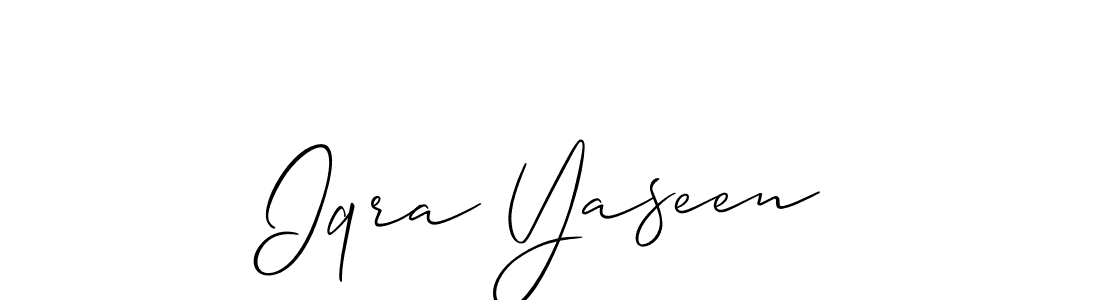 Design your own signature with our free online signature maker. With this signature software, you can create a handwritten (Allison_Script) signature for name Iqra Yaseen. Iqra Yaseen signature style 2 images and pictures png