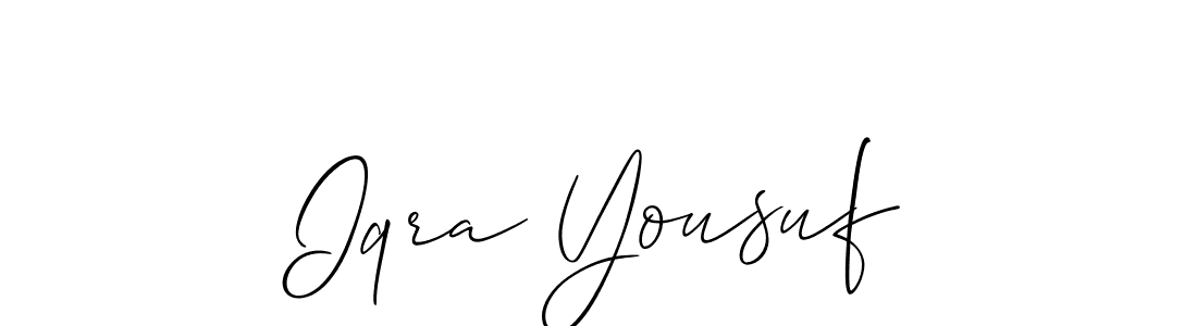 Also You can easily find your signature by using the search form. We will create Iqra Yousuf name handwritten signature images for you free of cost using Allison_Script sign style. Iqra Yousuf signature style 2 images and pictures png