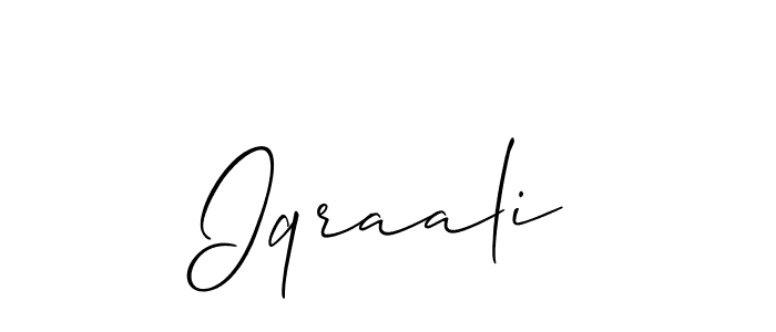 Use a signature maker to create a handwritten signature online. With this signature software, you can design (Allison_Script) your own signature for name Iqraali. Iqraali signature style 2 images and pictures png