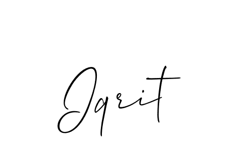 The best way (Allison_Script) to make a short signature is to pick only two or three words in your name. The name Iqrit include a total of six letters. For converting this name. Iqrit signature style 2 images and pictures png