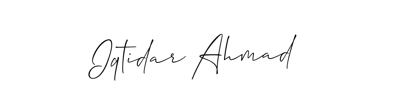 Allison_Script is a professional signature style that is perfect for those who want to add a touch of class to their signature. It is also a great choice for those who want to make their signature more unique. Get Iqtidar Ahmad name to fancy signature for free. Iqtidar Ahmad signature style 2 images and pictures png