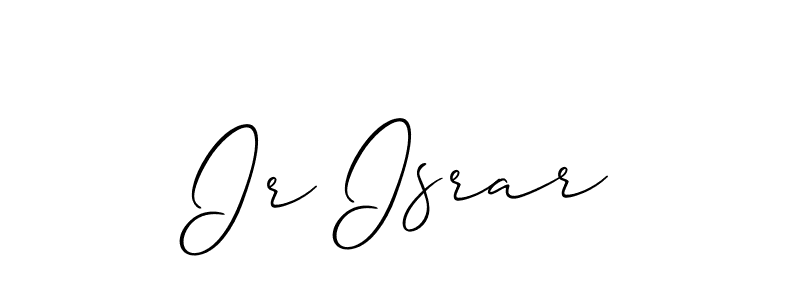 if you are searching for the best signature style for your name Ir Israr. so please give up your signature search. here we have designed multiple signature styles  using Allison_Script. Ir Israr signature style 2 images and pictures png