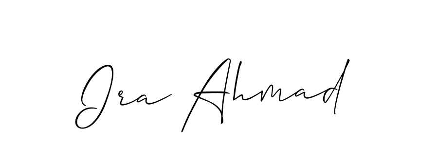 Create a beautiful signature design for name Ira Ahmad. With this signature (Allison_Script) fonts, you can make a handwritten signature for free. Ira Ahmad signature style 2 images and pictures png