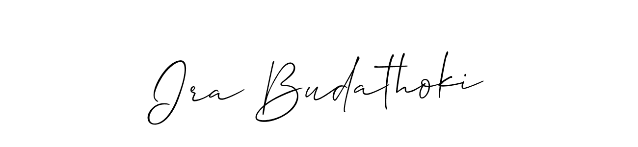 Best and Professional Signature Style for Ira Budathoki. Allison_Script Best Signature Style Collection. Ira Budathoki signature style 2 images and pictures png