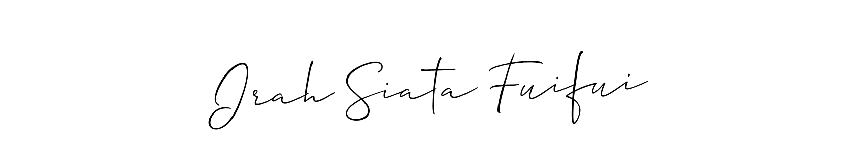 if you are searching for the best signature style for your name Irah Siata Fuifui. so please give up your signature search. here we have designed multiple signature styles  using Allison_Script. Irah Siata Fuifui signature style 2 images and pictures png