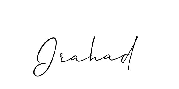 How to make Irahad name signature. Use Allison_Script style for creating short signs online. This is the latest handwritten sign. Irahad signature style 2 images and pictures png