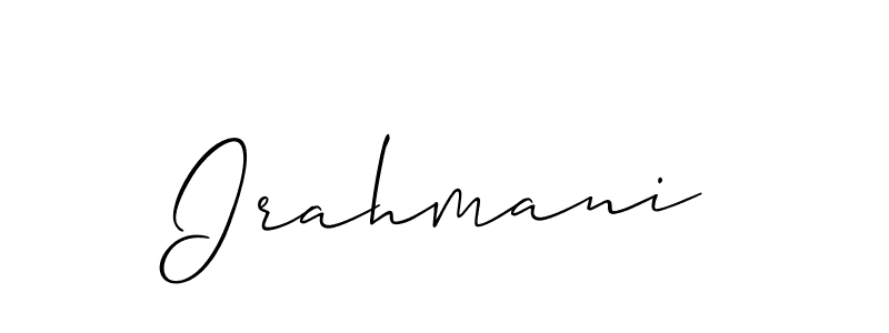 Create a beautiful signature design for name Irahmani. With this signature (Allison_Script) fonts, you can make a handwritten signature for free. Irahmani signature style 2 images and pictures png