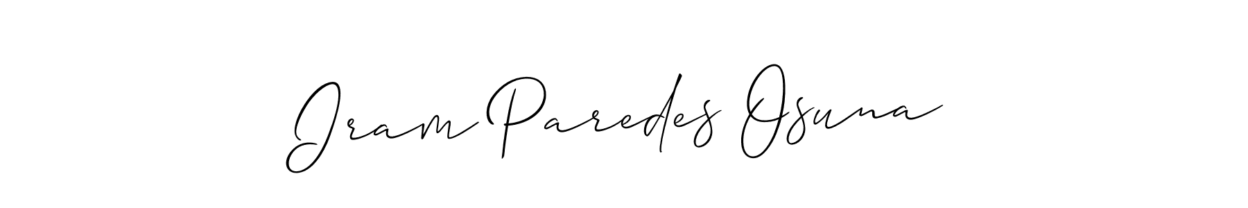 Make a beautiful signature design for name Iram Paredes Osuna. With this signature (Allison_Script) style, you can create a handwritten signature for free. Iram Paredes Osuna signature style 2 images and pictures png