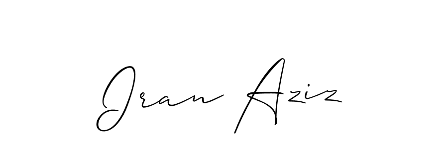 Create a beautiful signature design for name Iran Aziz. With this signature (Allison_Script) fonts, you can make a handwritten signature for free. Iran Aziz signature style 2 images and pictures png