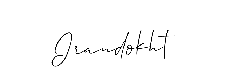 The best way (Allison_Script) to make a short signature is to pick only two or three words in your name. The name Irandokht include a total of six letters. For converting this name. Irandokht signature style 2 images and pictures png