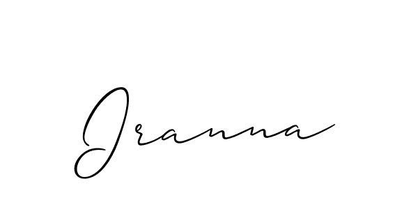 Use a signature maker to create a handwritten signature online. With this signature software, you can design (Allison_Script) your own signature for name Iranna. Iranna signature style 2 images and pictures png