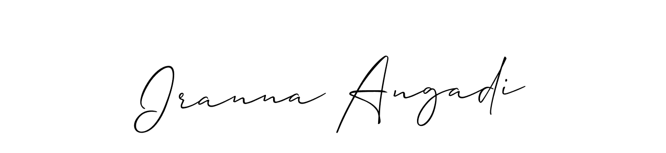 Similarly Allison_Script is the best handwritten signature design. Signature creator online .You can use it as an online autograph creator for name Iranna Angadi. Iranna Angadi signature style 2 images and pictures png