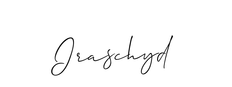 Allison_Script is a professional signature style that is perfect for those who want to add a touch of class to their signature. It is also a great choice for those who want to make their signature more unique. Get Iraschyd name to fancy signature for free. Iraschyd signature style 2 images and pictures png