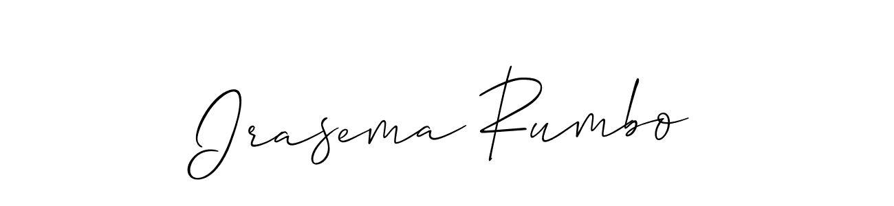 The best way (Allison_Script) to make a short signature is to pick only two or three words in your name. The name Irasema Rumbo include a total of six letters. For converting this name. Irasema Rumbo signature style 2 images and pictures png