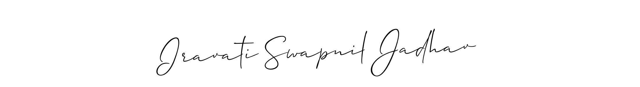 The best way (Allison_Script) to make a short signature is to pick only two or three words in your name. The name Iravati Swapnil Jadhav include a total of six letters. For converting this name. Iravati Swapnil Jadhav signature style 2 images and pictures png