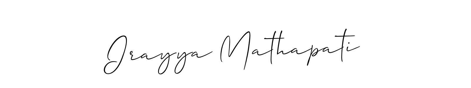Make a beautiful signature design for name Irayya Mathapati. With this signature (Allison_Script) style, you can create a handwritten signature for free. Irayya Mathapati signature style 2 images and pictures png