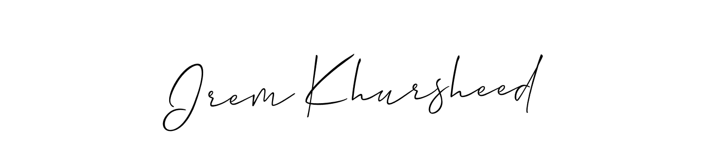 The best way (Allison_Script) to make a short signature is to pick only two or three words in your name. The name Irem Khursheed include a total of six letters. For converting this name. Irem Khursheed signature style 2 images and pictures png