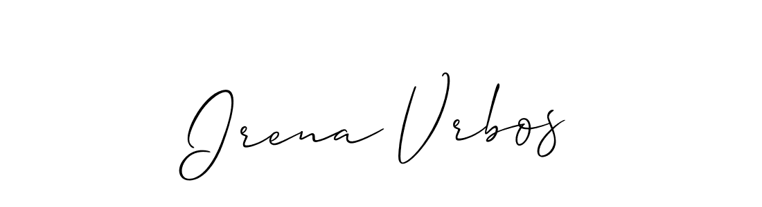 The best way (Allison_Script) to make a short signature is to pick only two or three words in your name. The name Irena Vrbos include a total of six letters. For converting this name. Irena Vrbos signature style 2 images and pictures png