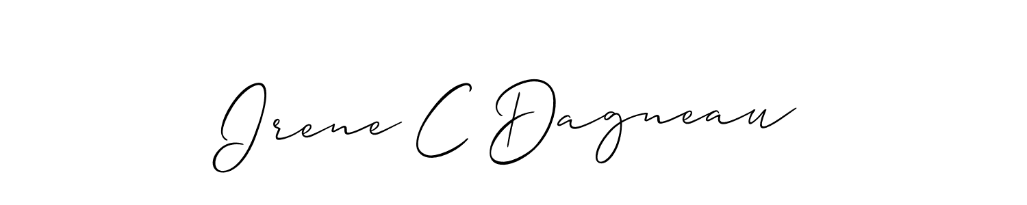 The best way (Allison_Script) to make a short signature is to pick only two or three words in your name. The name Irene C Dagneau include a total of six letters. For converting this name. Irene C Dagneau signature style 2 images and pictures png