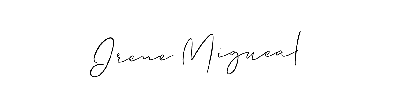 Irene Migueal stylish signature style. Best Handwritten Sign (Allison_Script) for my name. Handwritten Signature Collection Ideas for my name Irene Migueal. Irene Migueal signature style 2 images and pictures png
