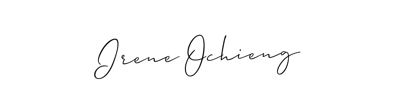 Allison_Script is a professional signature style that is perfect for those who want to add a touch of class to their signature. It is also a great choice for those who want to make their signature more unique. Get Irene Ochieng name to fancy signature for free. Irene Ochieng signature style 2 images and pictures png